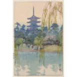 HOLZSCHNITT: SARUSAWA POND. Japan. Shôwa-Zeit. 1933. Nishiki-e. Das Blatt Sarausawaike (Der Sarusawa