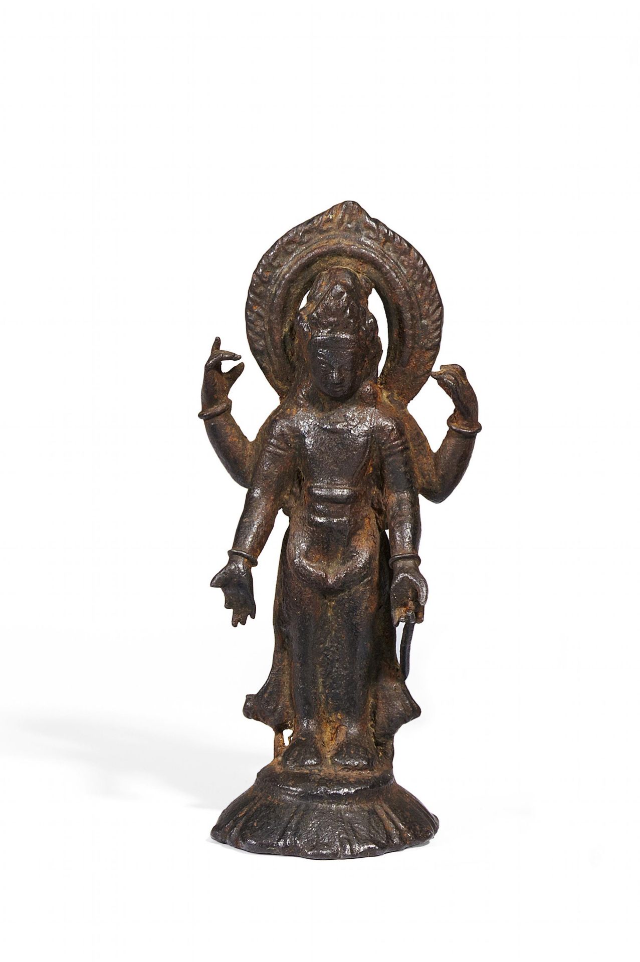 STEHENDER VIERARMIGER AVALOKITESHVARA. Nepal. Im Stil Licchavi-Periode (400-750), aber evtl. später.