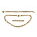 schakelarmband en idem collier 14 krt. gouden schakelcollier, lengte: 38 cm. en bijpassende 14