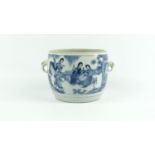 Chinese Kangxi pot blauw/wit Chinees porseleinen pot met decor van musicerende dames in