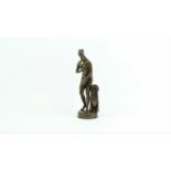 bronzen sculptuur dame gepatineerde bronzen sculptuur met voorstelling van badende dame, empire-