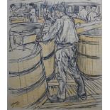 J. Toorop, litho fabriek kleurenlitho, 57 x 48, 'De roerkuip', gesigneerd in de druk J. Th. Toorop