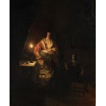P. Kiers, doek, moeder en kind bij kaarslicht doek, 3 x 60, moeder met baby en kind bij kaarslicht