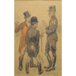 A.M. Luyt, aquarel aquarel, 33 x 21, drie converserende ruiters, Luitenant Parmentier de heer