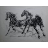 Piet Klaasse, lliho, paarden litho, 45 x 60, paarden, gesigneerd Piet Klaasse '70 (1918-2001),