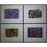 4 litho's, 'De vier jaargetijden', Theo Wolvecamp serie van 4 kleurenlitho's, 38 x 54, 'De 4