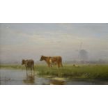 C. Westerbeek, schilderij, vee paneel, 16 x 26, koeien in landschap, gesigneerd C. Westerbeek (=