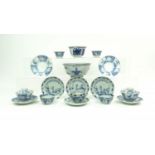 lot b/w Chinees porselein lot blauw/wit Chinees porselein waaronder serie van 4 bordjes en kommen,