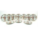 10 Imari borden serie van 10 Chinees porseleinen Imari borden met decor van bloemenmand, Qianlong,