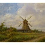 Leon Schulman, triplex, molen triplex, 58 x 66, molen in landschap, gesigneerd L. Schulman 1931 (=