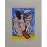 Corneille, litho kleurenlitho, 20 x 14, gevleugelde vrouw en halvemaan,. gesigneerd Corneille '93 (