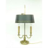 2-lichts bouilottelamp groene kap 2-lichts bouillotte lamp met verstelbare groen metalen kap rustend