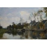 E.R.D. Schaap, dorp aan de Vecht marouflé, 35 x 50, dorp aan de Vecht, gesigneerd E.R.D. Schaap (=