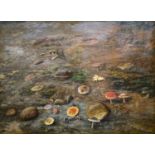 Surinx, doek, paddenstoelen doek, 74 x 100, paddenstoelen, gesigneerd Surinx (=Eugene Surinx, 1850-