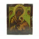 ikoon, Maria met Kind Russische ikoon met voorstelling van moeder gods, 19e eeuw, h. 31, br. 26