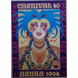 poster carnaval Aruba offset litho, poster, 84 x 61, 'Carnaval Aruba 1994', onbekend