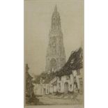 Anton Pieck, Ets, Rhenen ets, 36 x 20, Cunera toren te Rhenen, gesigneerd Anton Pieck (1895-1987)