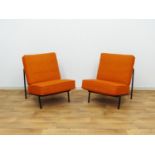 stel tomado fauteuils stel gelakte buisfauteuils met oranje kussens, Tomado, jaren '60