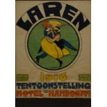 poster, Hamdorf Laren kleurenlitho, poster, 97 x 76, 'Laren, tentoonstelling Hotel Hamdorff 1916',
