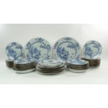 Chinees servies 48-delig blauw/wit Chinees porseleinen servies met decor van rivierlandschap,