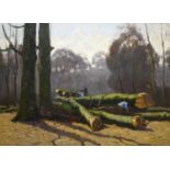 doek, gevelde bomen doek, 55 x 75, gevelde bomen, onbekend