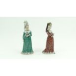 stel Sevres beeldjes stel Franse porseleinen sculpturen met voorstelling van dames in traditionele