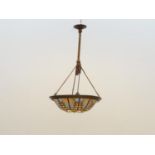 gebrandschilderde Amsterdamse school hanglamp gebrandschilderde Amsterdamse school hanglamp met