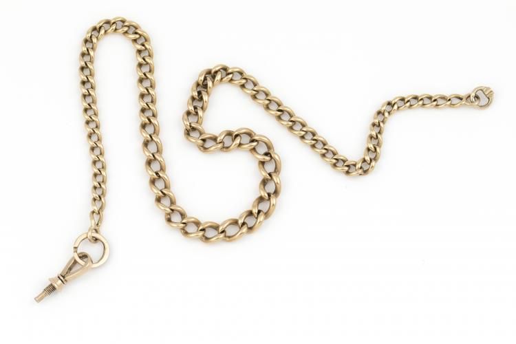 gouden horlogeketting 14 krt. gouden schakelketting, lengte: 38 cm., gewicht: 37,5 gram