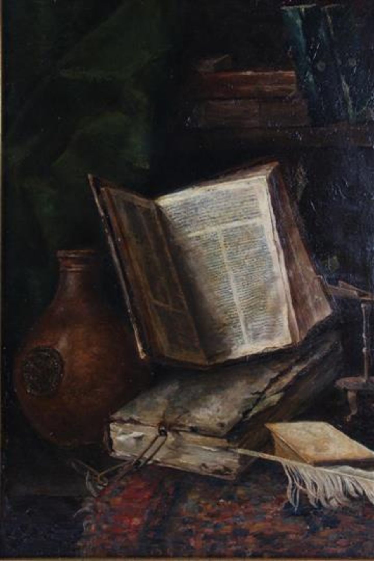 Schilderij, olieverf op doek, 'Stilleven', gesigneerd L. Mulder. HxB: 56 x 41 cm. - Bild 2 aus 4