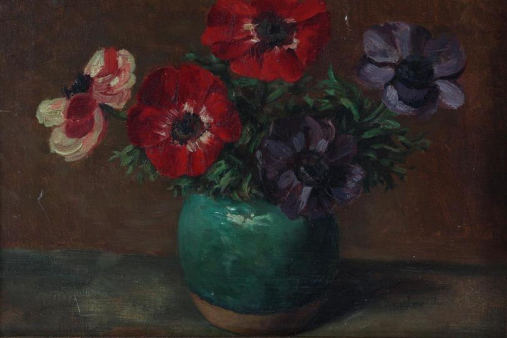 Schilderij, olieverf op doek, 'Bloemstilleven'. Emanuel van der Ven (1866-1944) HxB: 30.5 x 35 cm. - Bild 2 aus 3