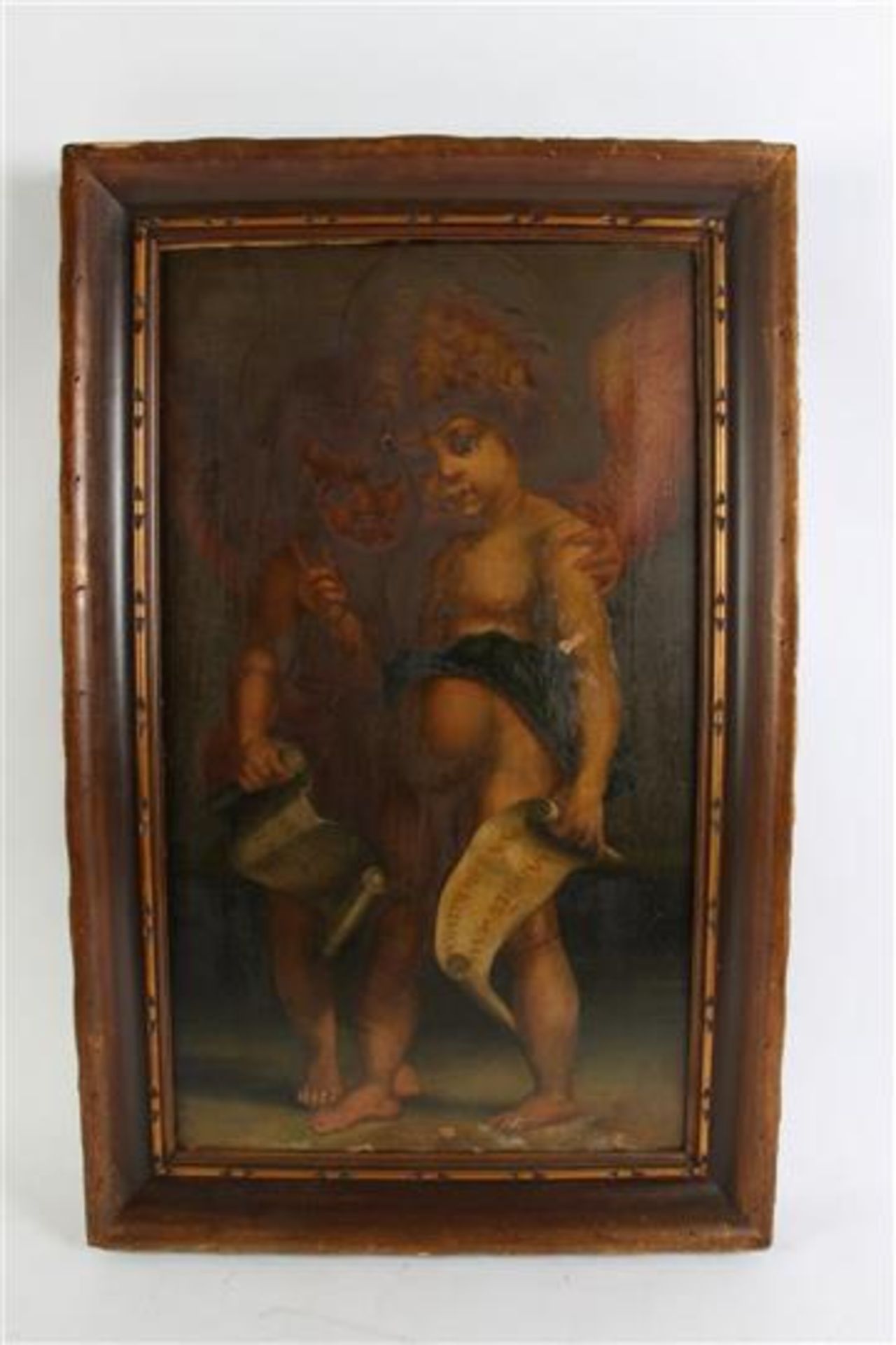 Schilderij 'Twee engeltjes'. HxB: 75 x 44 cm.