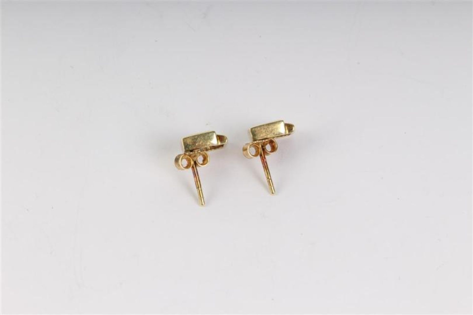 Stel gouden oorstekers met bergkristal. Gewicht: 2.4 g. - Bild 2 aus 2
