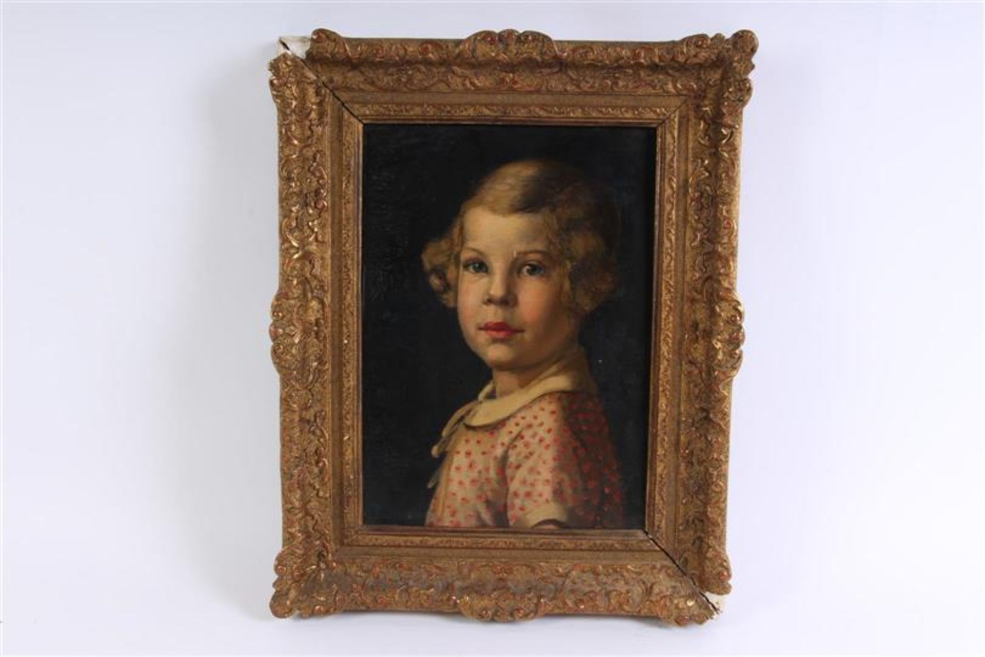 Schilderij, olieverf op doek, 'Portret Magda'. HxB: 26 x 35.5 cm.