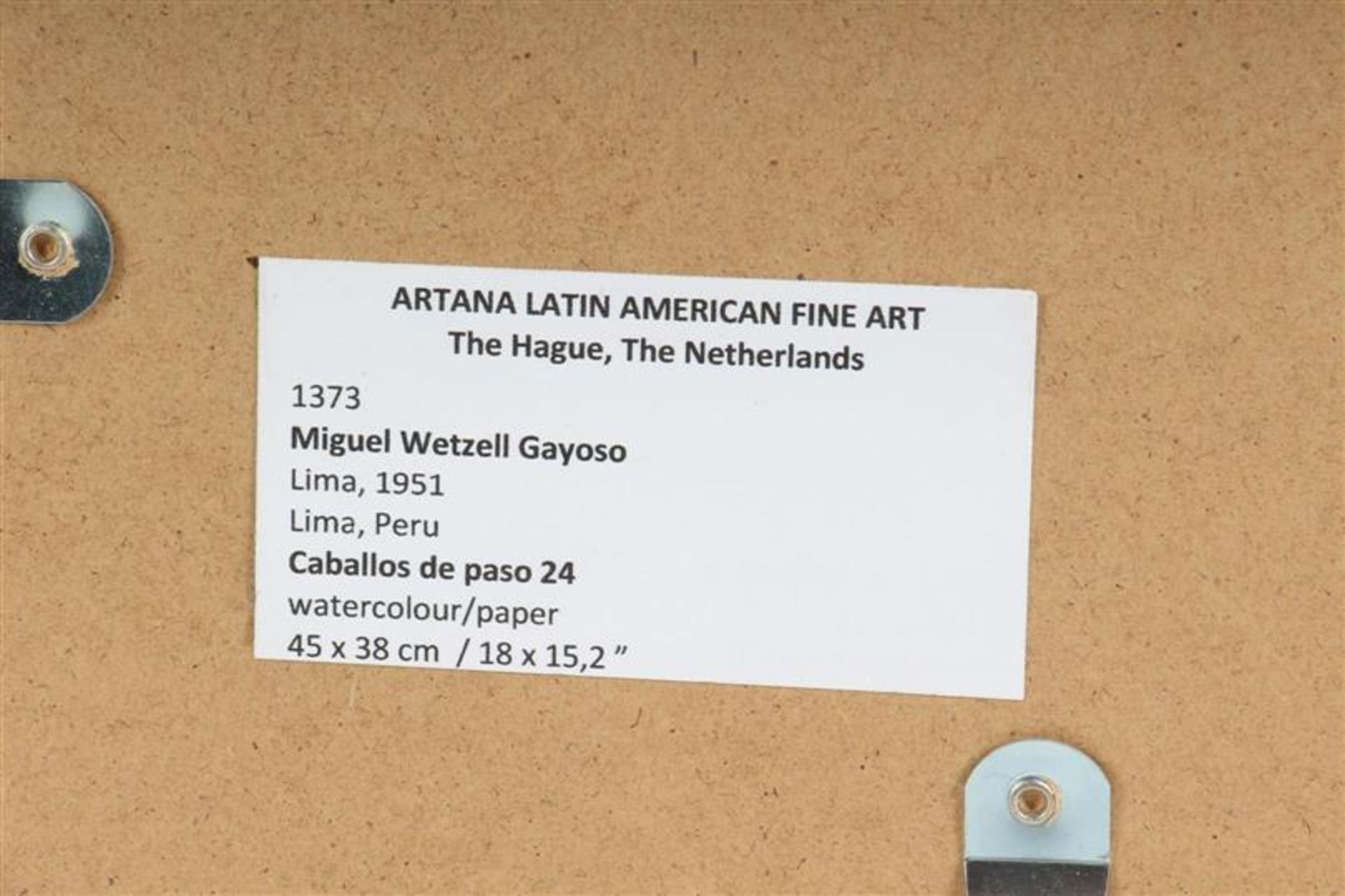 Aquarel, 'Ruiter te paard'. Miguel Wetzell Gayoso (1951-) HxB: 45 x 38 cm. - Image 4 of 4