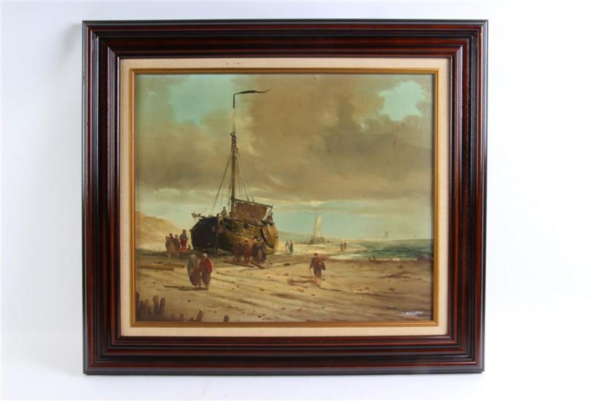 Twee schilderijen op doek, 'Zeegezicht en een strandgezicht', gesigneerd Mooyman. HxB: 50 x 60 cm. - Bild 2 aus 7