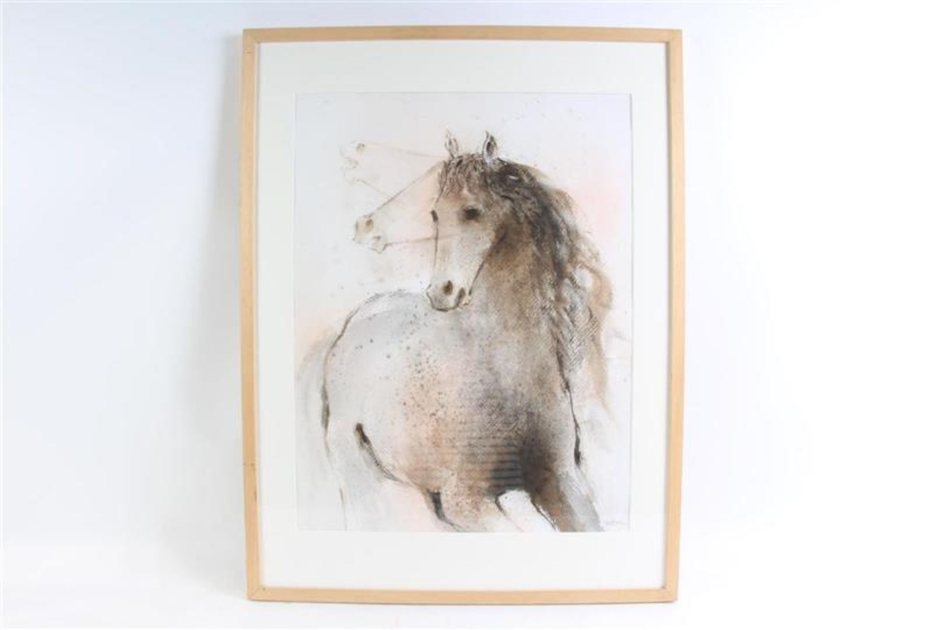 Aquarel, 'Paard in beweging'. Miguel Wetzell Gayoso (1951-) HxB: 64 x 50 cm. - Bild 3 aus 3