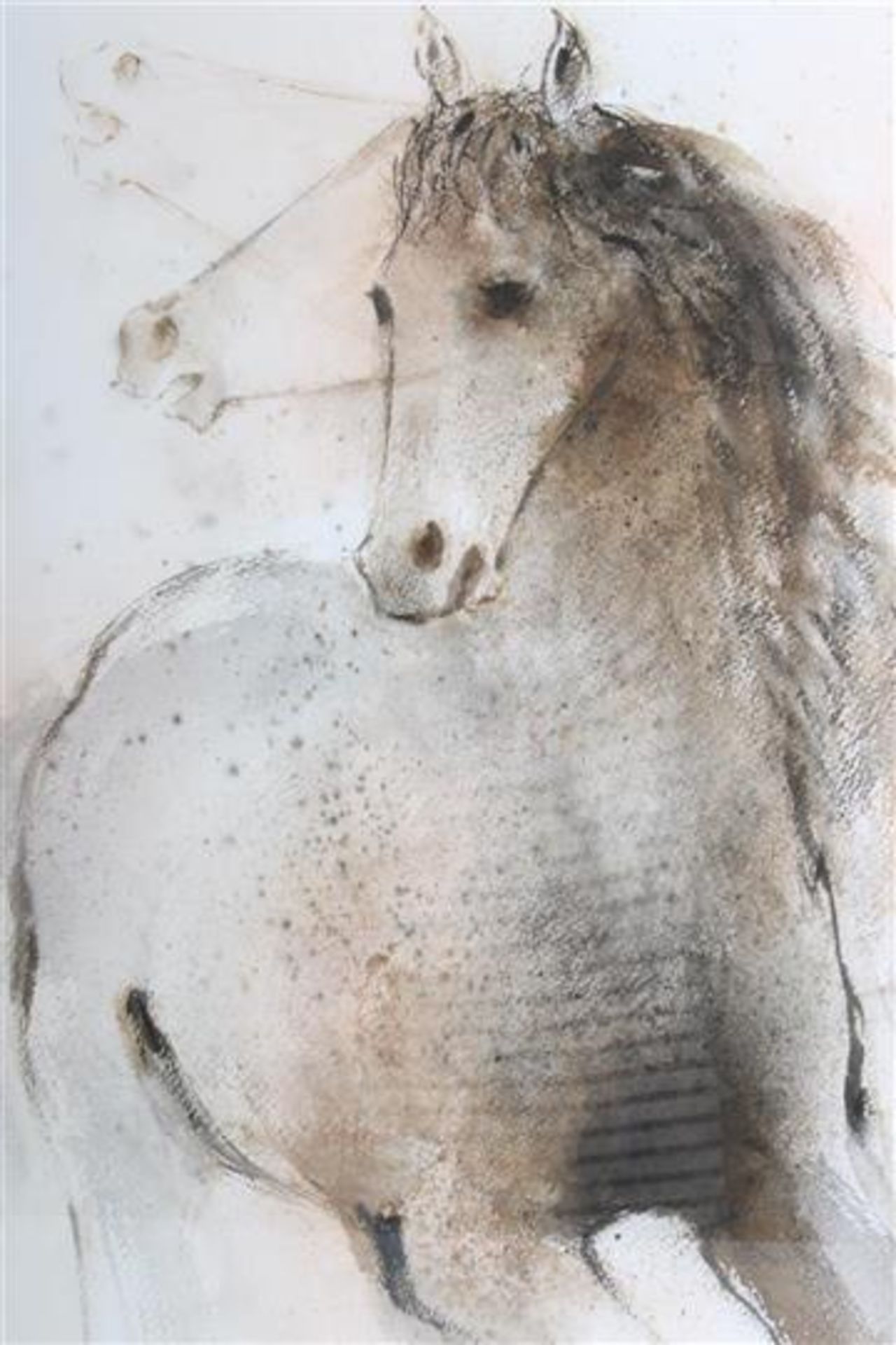 Aquarel, 'Paard in beweging'. Miguel Wetzell Gayoso (1951-) HxB: 64 x 50 cm.