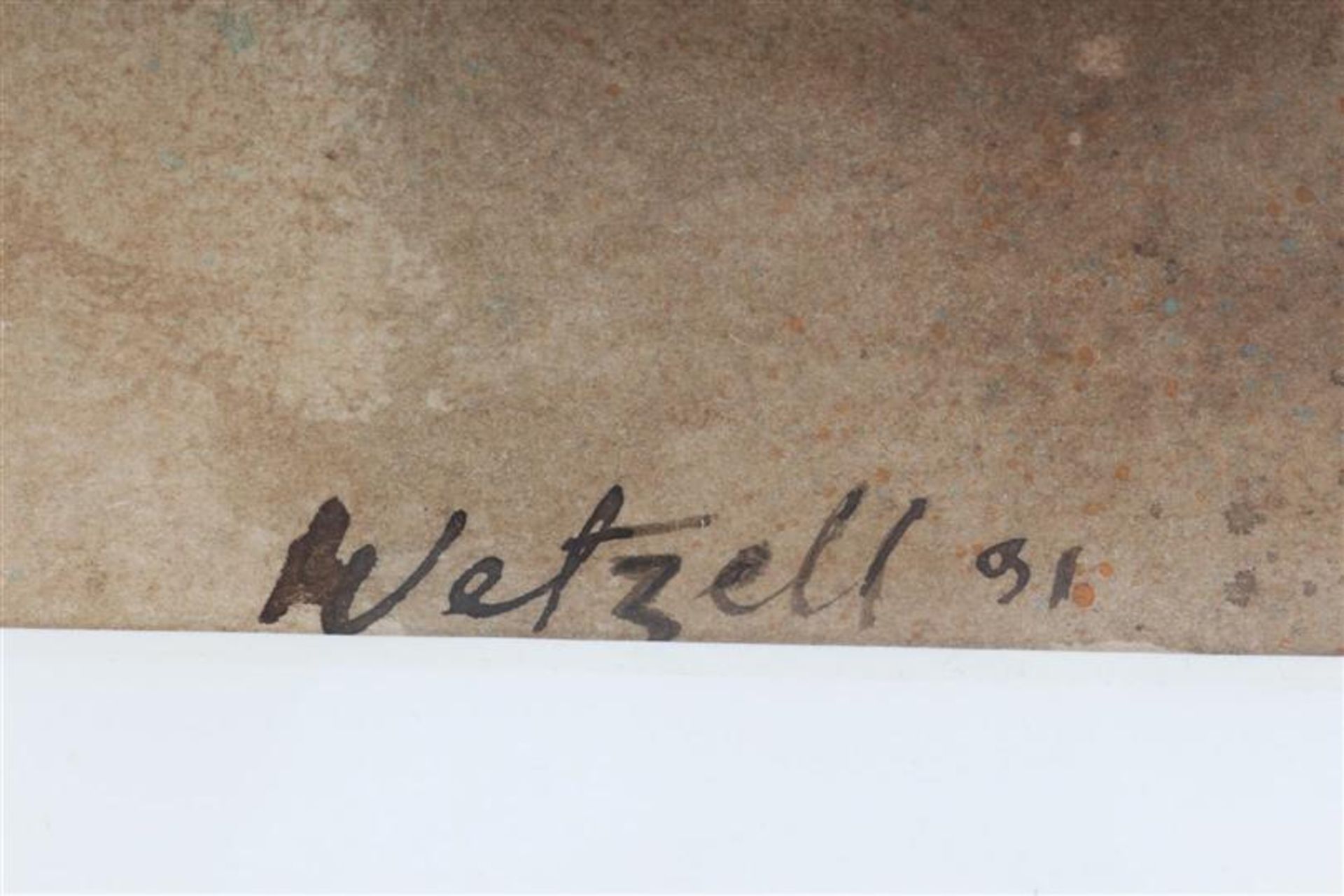 Aquarel, 'Ruiter te paard'. Miguel Wetzell Gayoso (1951-) HxB: 45 x 38 cm. - Image 3 of 4