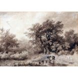 Hollandse School 19e eeuw Landscape with a cow by a pond. Gewassen inkt 19,5 x 27,5 cm. 29.00 %