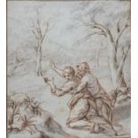 Toegeschreven aan Gerard Hoet (1648-1733) Mythological scene. Unsigned. Gewassen tekening 18,5 x