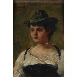 Ludwig Correggio (1846-1930) Young Italian farmer girl. Signed and dated 1879 upper left. Marouflé