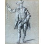 Hendrik Pothoven (1725-1795) Standing man. Unsigned. Zwartkrijt tekening, wit gehoogd 23 x 29,5 cm.