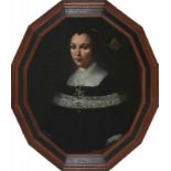 Omgeving van Johannes Cornelisz. Verspronck (1600-1662) Portrait of a lady in a black dress with