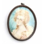 Toegeschreven aan Richard Cosway (1742-1821) Miniature portrait on ivory of a young lady. Signed