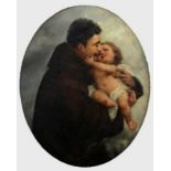 Europese School 19e eeuw Saint Joseph carrying the Christ child. Unsigned. Doek 44 x 37 cm. (