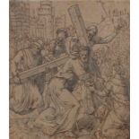 Lambert van Noort (1520-1570) The carrying of the cross with St. Veronica. Ca.1550-1555. Part of a