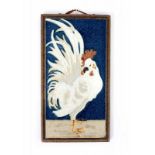 De Porceleyne Fles Delft A cloisonné ceramic tile depicting a rooster, designed by L.E.F. Bodart,