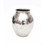 Jan Kriege (1884-1944) A hammered sterling silver vase, 1928, marked underneath with maker's mark,