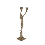 Cris Agterberg (1883-1948) A rare two-light candelabra shaped as a female figure holding her hands