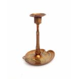 Jugendstil A copper candlestick with wavy floral pattern, circa 1900-1910, marked underneath